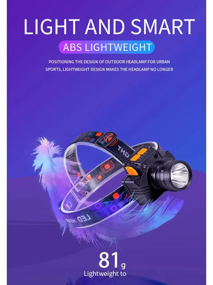 Rechargeable Portable Flashlight Induction/No Induction LED Headlamp Camping Fishing Adventure Headlight 3Modes Built-in Battery