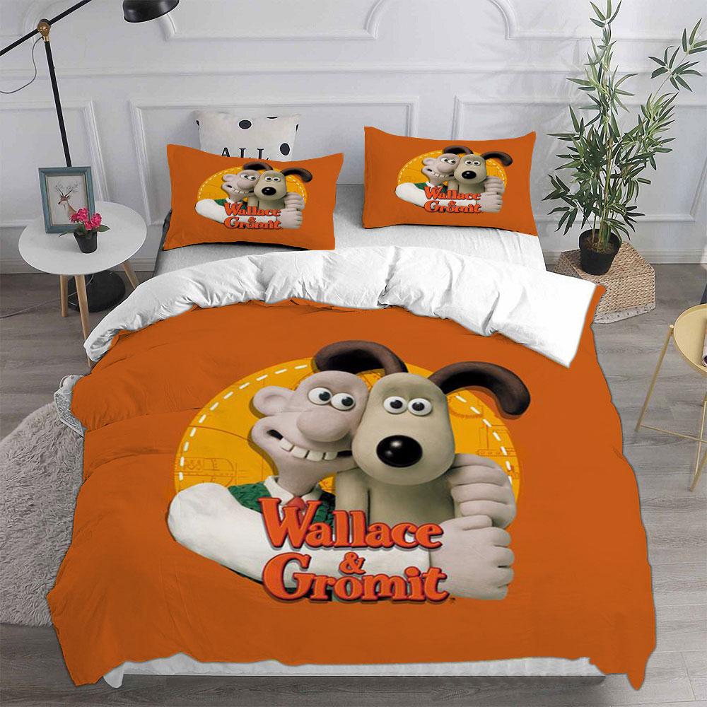 Wallace & Gromit Bedding Sets Comforter Quilt Bed Cover Duvet Cover Pillow Case 2-3 Pieces Sets Kids Adult Size