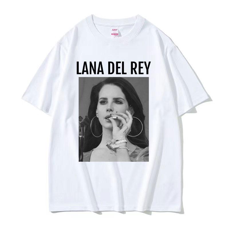 Singer Lana Del Rey Smoking Graphics Tshirt Unisex Women Fashion Hip Hop Streetwear T Shirt Casual Oversized Cotton T Shirts Tops