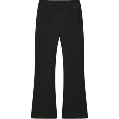 White Series Fashion Simple Solid Color Mid Waist Flared Loose Wide Leg Casual Pants Women Pants Black F11W443601F-BK