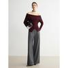 ELLE Women's Color Block Off-Shoulder Knit Sweater