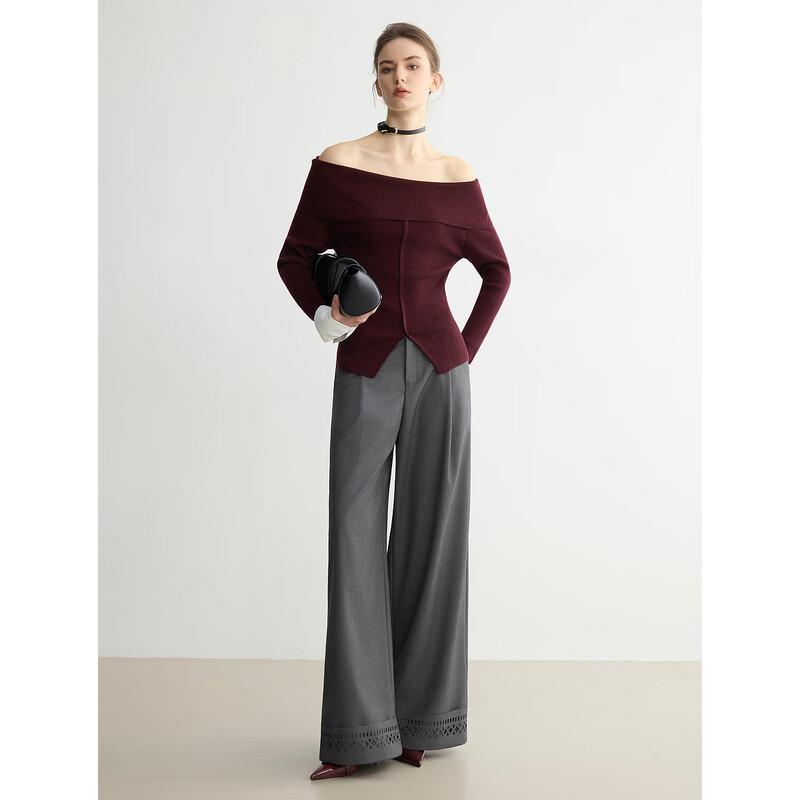 ELLE Women's Color Block Off-Shoulder Knit Sweater