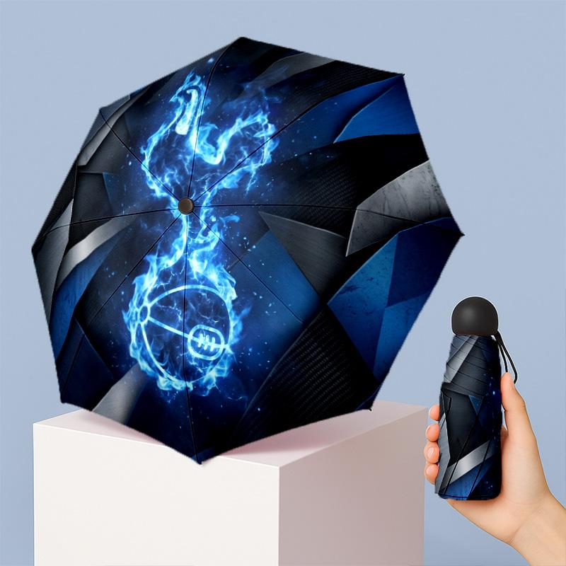 Tottenham Hotspur Pattern Printed Mini 5 Folds 8 Ribs Compact Umbrella Windproof Waterproof Lightweight Portable Folding