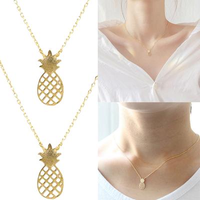 Lux Accessories Goldtone Pineapple Tropical Fruit Charm Pendant Necklace