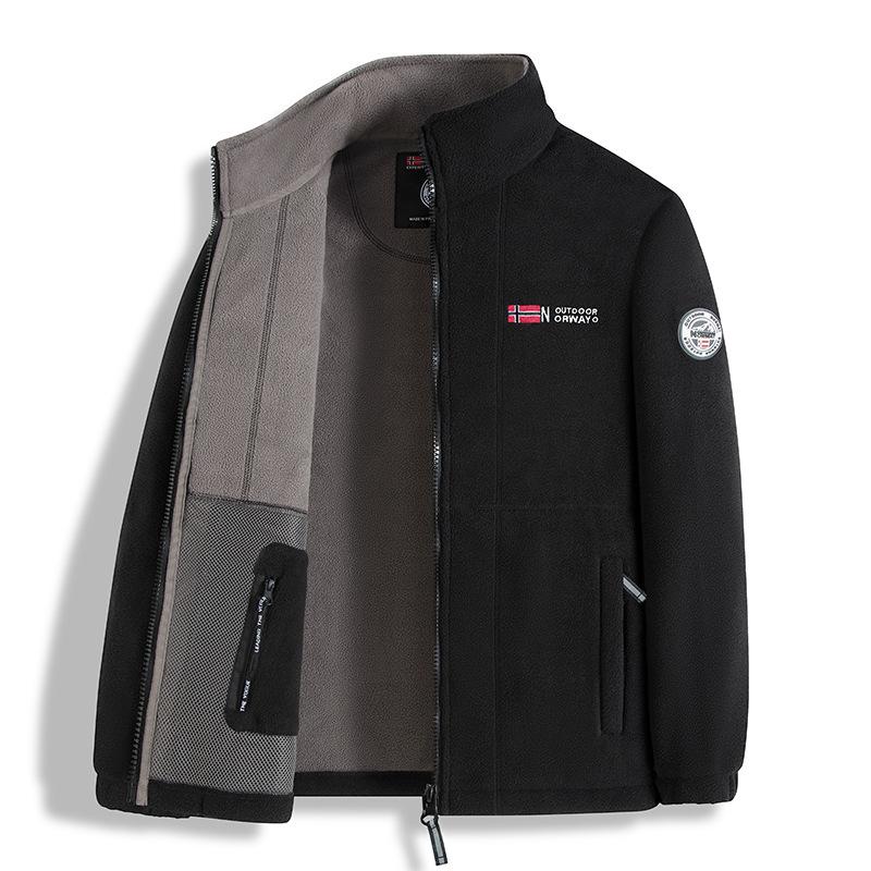 Giacca da uomo in pile Sherpa norvegese double-face: Business Casual, Outdoor, Caldo, Con Velluto e Spessore per Autunno/Inverno.
