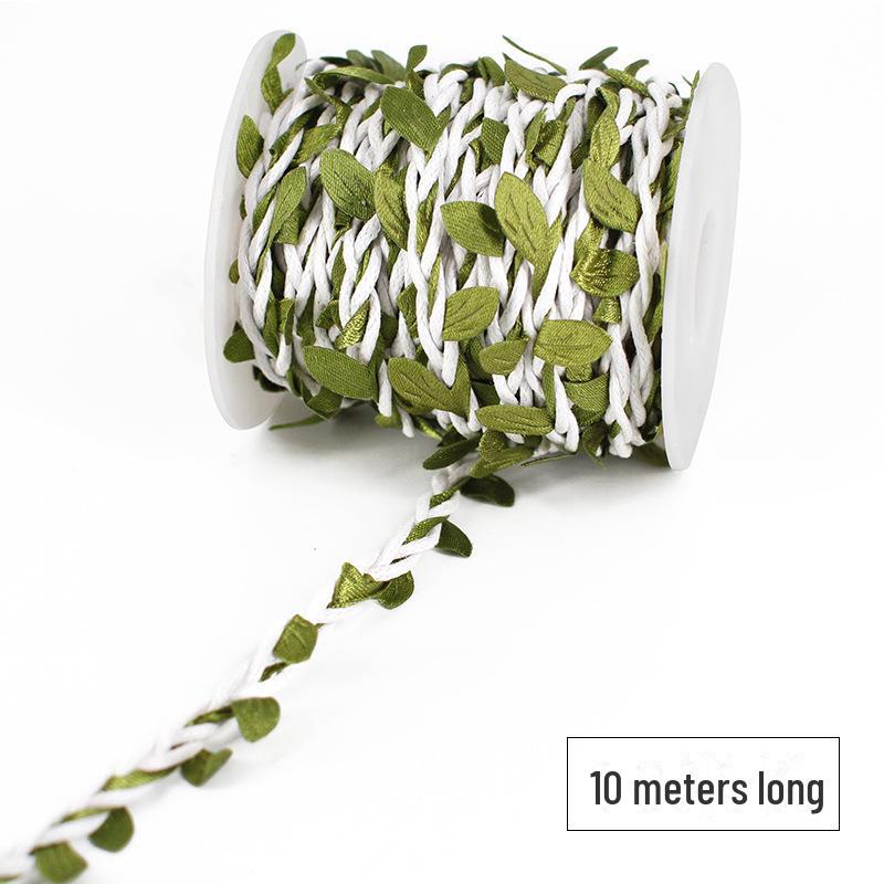 10m DIY Rattan Green Leaves with Hemp Rope for Kindergarten Decor