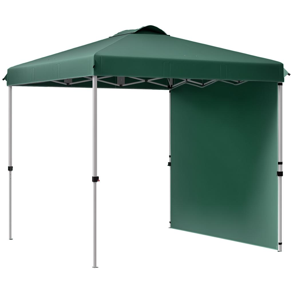 Folding Garden Tent of 2.5x2.5 M with Adjustable Height Anti-UV with 1 Side Wall and Sand Bags Green