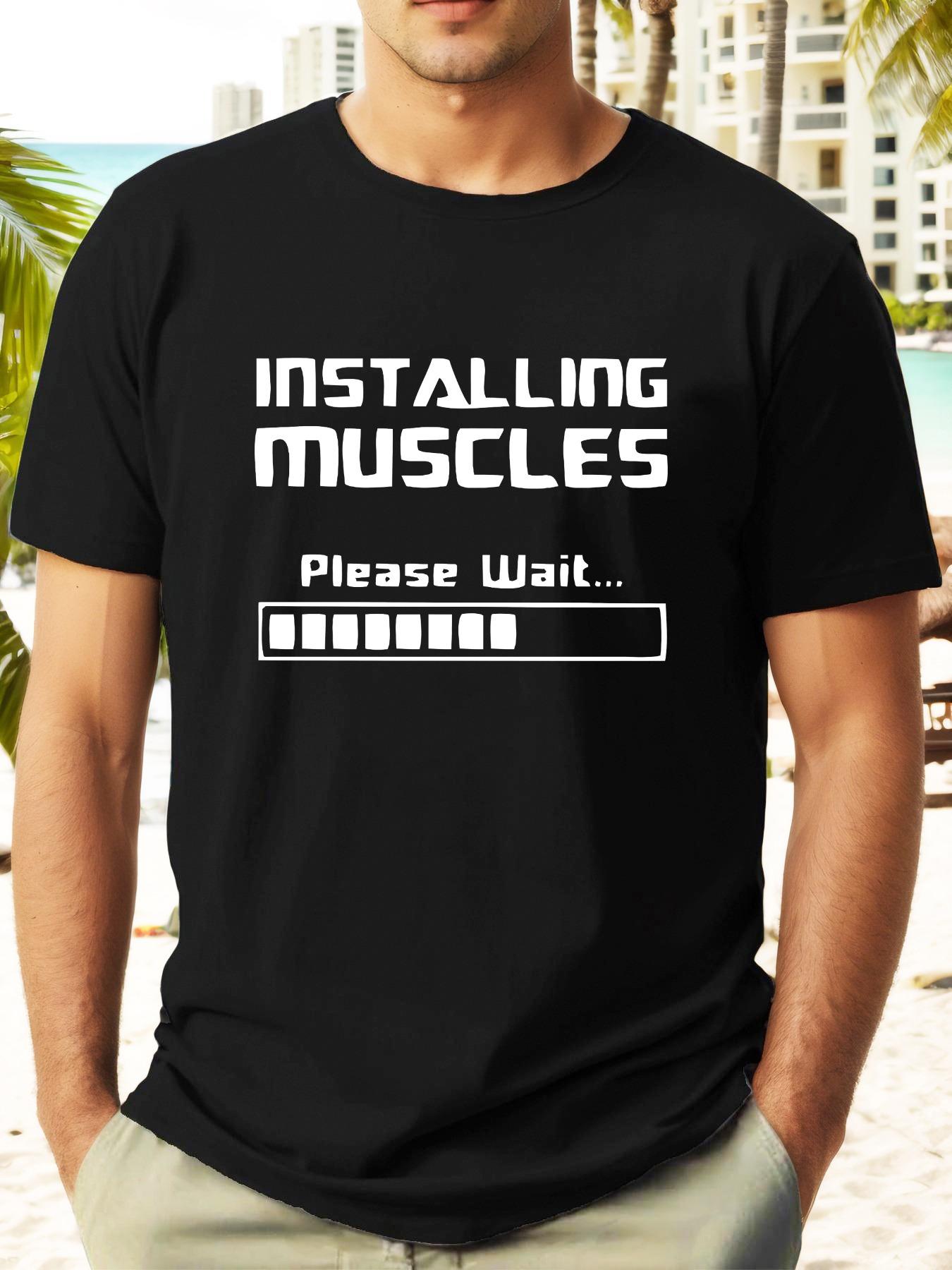 INSTALLING-MUSCLES  Graphic Tee - Casual Summer Short Sleeve T-shirt XL