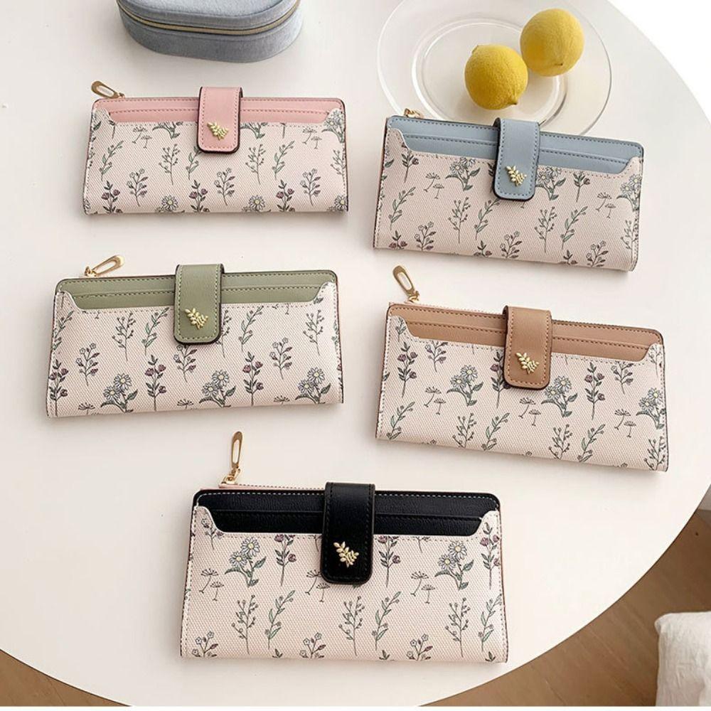 Printed Two Fold Purse Portable Multiple Cards Purse Versatile Women Long Wallet  Dating