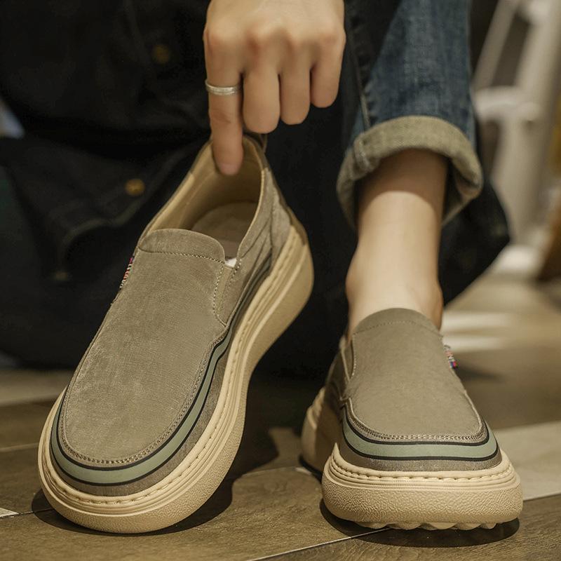 

One-pedal summer breathable strap-free fashion outdoor lazy shoes leisure travel thick-soled comfortable men s shoes 44 хаки