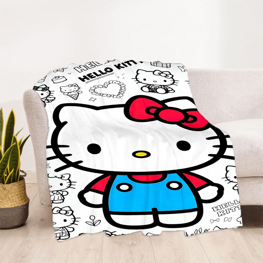 1pc Hello Kitty Pattern Outdoor Blanket Lightweight Flannel, All-Season Use for Sofa, Bed, Travel, Camping, Living Room, Office, Couch004