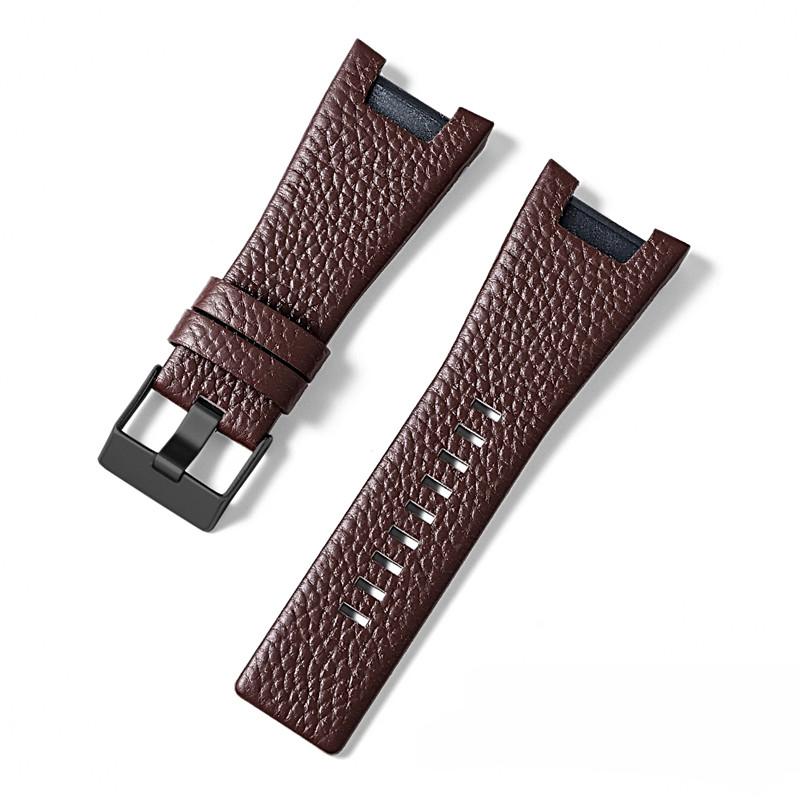 Correa de reloj de cuero genuino de 32*17 mm Para Diesel DZ4246 DZ1273 DZ1216 Correa grande cóncava para hombre resistente al agua y al sudor