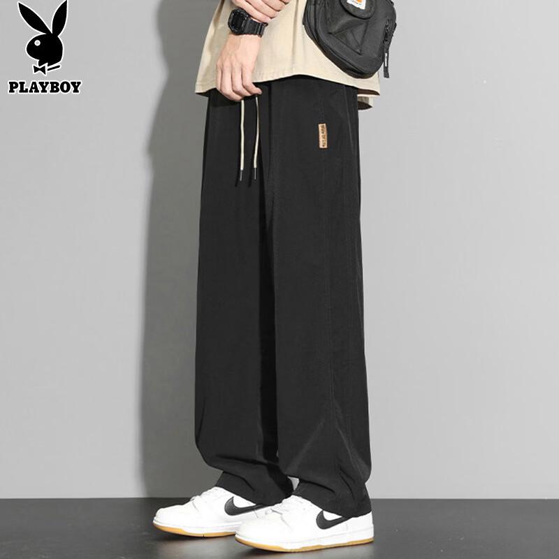 PLAYBOY Men's Lightweight Wide-Leg Straight Casual Pants