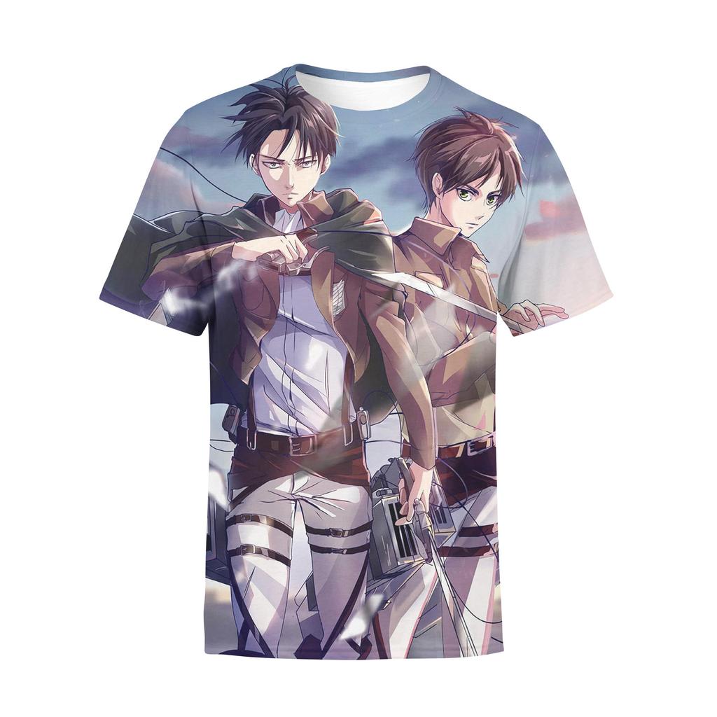 Attack on Titan 3D Digital Print T-Shirt for Anime Fans, Fashion Graphic Tee, Breathable Polyester Short Sleeve Streetwear Tops