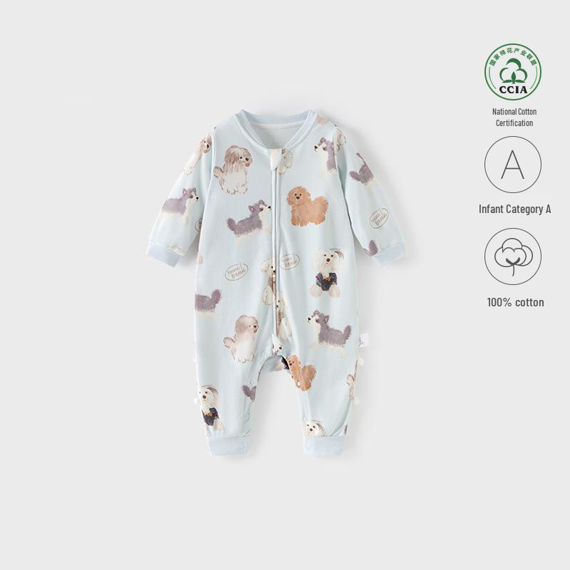 Pure Cotton Baby Sleep Sack Jumpsuit for Spring and Autumn - Anti-Cold Footed Infant and Toddler Bodysuit Size 100