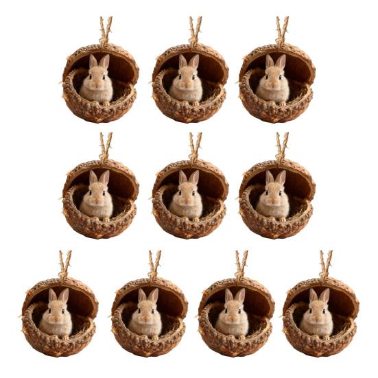 10 Stück Waldtier Eichel Ornamente Gemütliches Wald Weihnachtsornament 2D Acryl Tannenzapfen Tier Weihnachtsbaum Hängeornamente für Heimdekoration