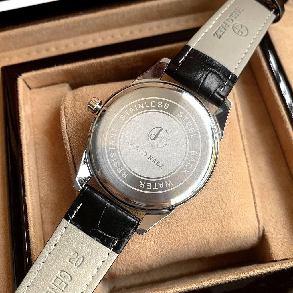 PABLO RAEZ Men's Black Waterproof Quartz Watch with Date