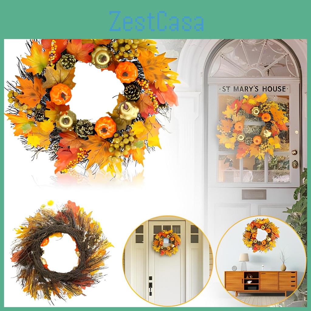 Large Autumn Wreath For Wall Classic Front Door Decor For Halloween And Thanksgiving