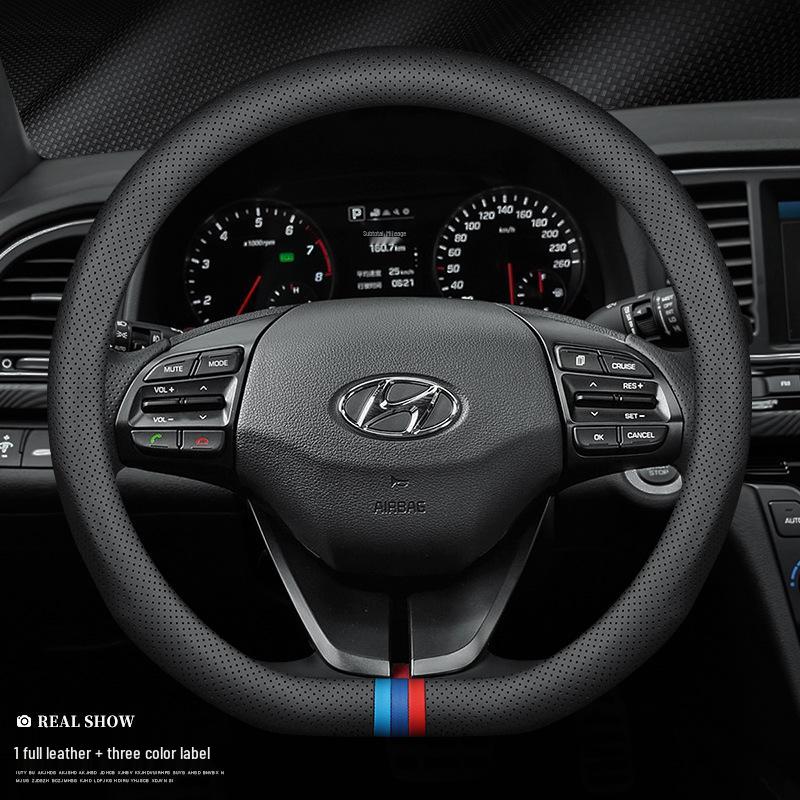 Compatible Steering Wheel Cover for Hyundai Models: Ix35, Lingdong, 25 Yue Dong, Reina, Mingtu, Festa, Langdong, Tucson - Carbon Finish