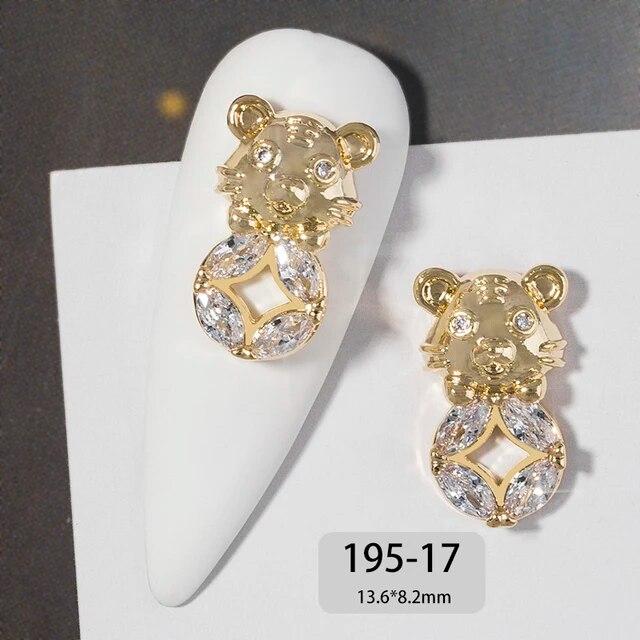 Ķīniešu Jaunais gads 3D nagu mākslas aksesuāri Rotaslietas Dekorācijas DIY Tiger Lucky naudas soma kristāla sarkans dārgakmens Rhinestone krelles
