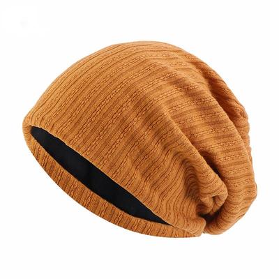 Spring Autumn And Early Winter Cotton Solid Color Wheat Spike Pattern  Double Layer Skullies &Beanies