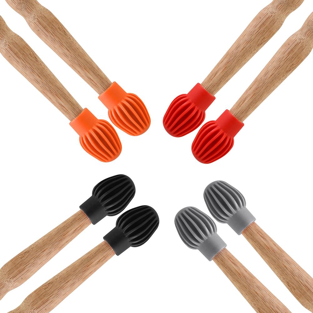 2 Pcs Drumstick Practice Tips Silicone Drum Stick Sleeve Caps Protective Mute Cover Cap Musical Instrument Accessories