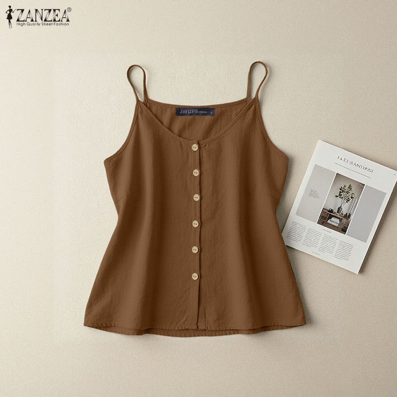 ZANZEA Womens Summer Sleeveless Straps Vest Camisoles