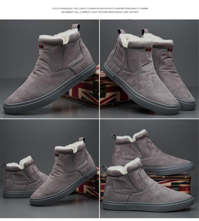 Winter Shoes for Men Leather Boots Warm Plush Leather Casual Shoes Outdoor Snow Boots