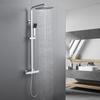 Shower Column - Thermostatic Mixer - Adjustable Height 92-125 Cm - Square Head Shower 20x20 Cm