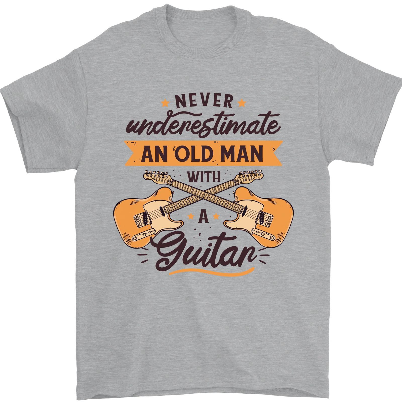 Never Underestimate an Old Man Guitar Mens T-Shirt 100% Cotton S разноцветный