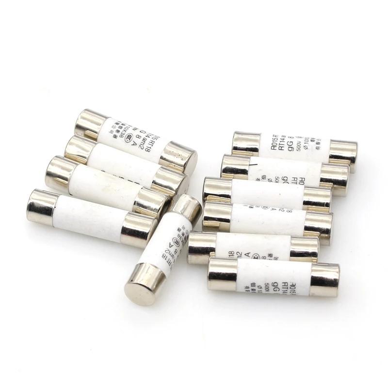 20Pcs 10*38 Fast Blow Ceramic Fuse 10x38mm 380V 500V 0.5A-40A RO15 RT18 RT14 Fuse for Circuit Protection