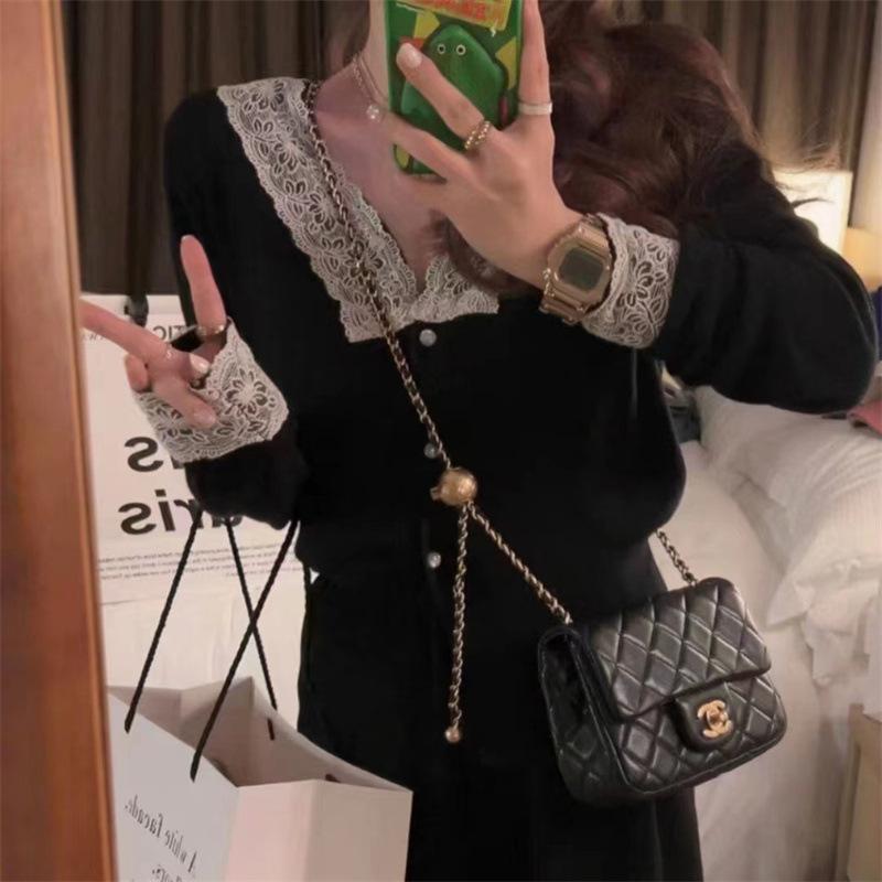 

DAFIFY Женская мода повседневная осень-зима однотонный принт длинный рукав V-образный вырез свитера One Size чёрный