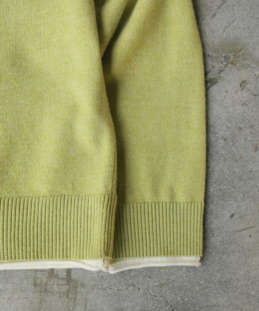 SLOWACID Layered Henley Neck Knit [Pair Green]