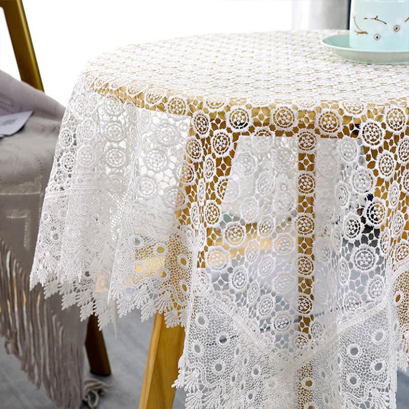 1PC Moda Home Decor Pizzo Ricamo Stile retrò Tovaglia da picnic Tovaglia bianca