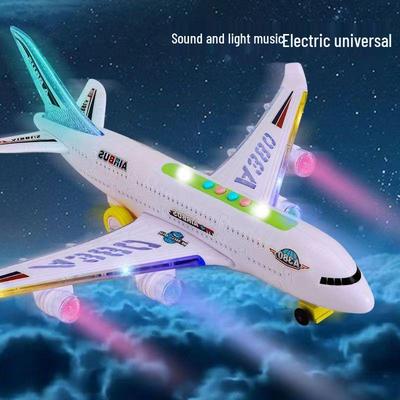 Avião Brinquedo Elétrico RC A380 Luminoso com Música e Luzes para Crianças