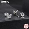 Moissanite Mini Butterfly Clover Earrings 925 Silver Diamoind Cut Wedding Party Ear Studs Party Gift For Mom Daughter