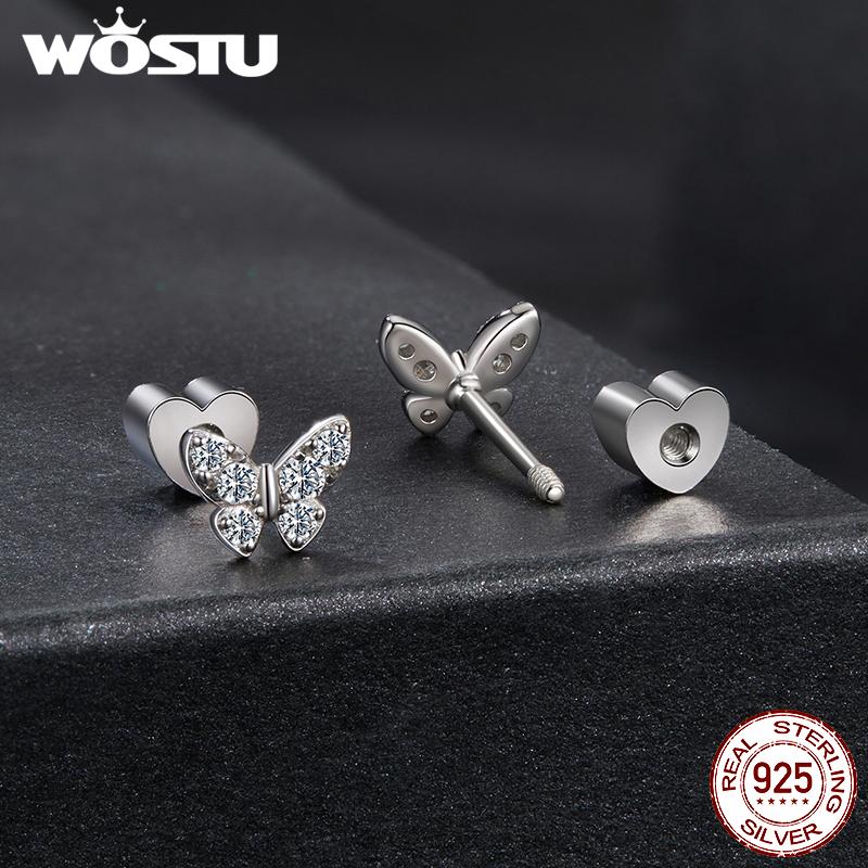 Moissanite Mini Butterfly Clover Earrings 925 Silver Diamoind Cut Wedding Party Ear Studs Party Gift For Mom Daughter