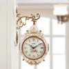 Luxury Wall Clocks Creative Living Room Double-sided Wall Watch Retro Bedroom Silent Clock Fashion Home Decoration Accessories