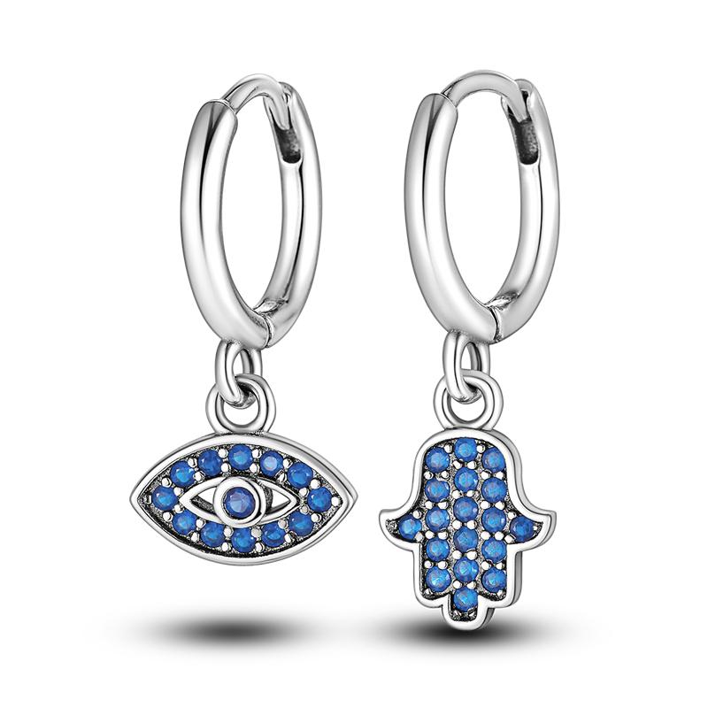 925 Silver Evil Eye Zircon Stud Earrings For Women Religious S925 Jewelry Party Gifts DIY Fashion Accessories