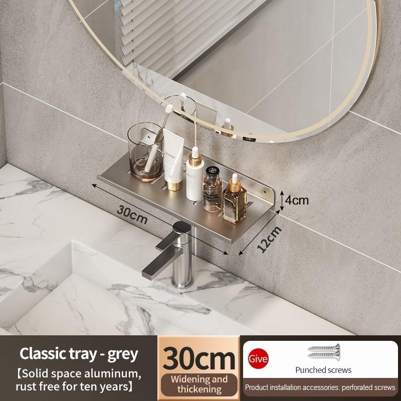 Faucet Storage Tray, Mirror Front Toilet Washbasin Bathroom Rack,Bathroom Storage Rack