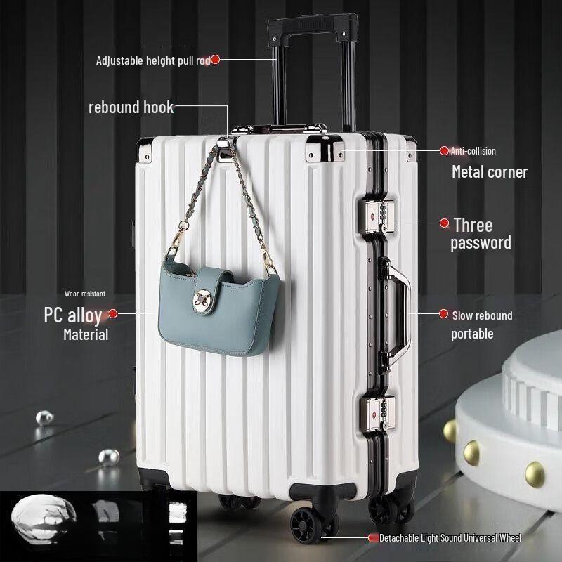 Durable Leather Carry-on Trolley with Combination Lock for Students and Men