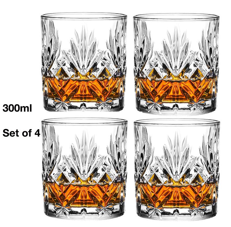 4PCS Fashion Whiskey Glasses, Scotch Whisky, Bourbon, Cocktails, RUM, Durable Whiskey Glasses