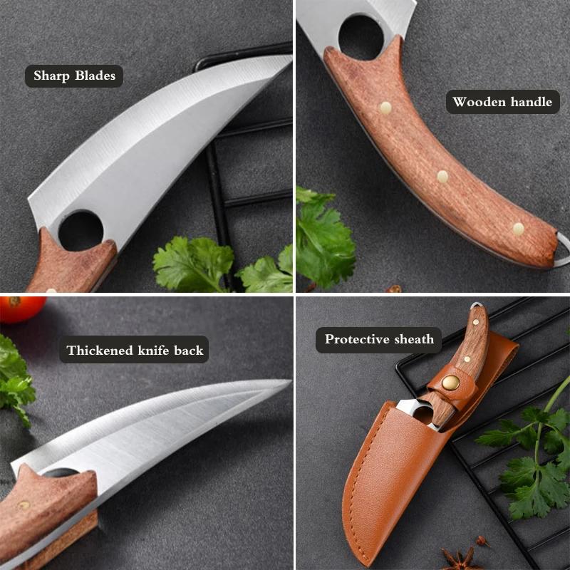 WXCOO Stainless Steel Meat Cleaver Knife Kitchen Sharp Boning Household Fruit Paring BBQ Knife Wooden Handle Kitchen Supplies