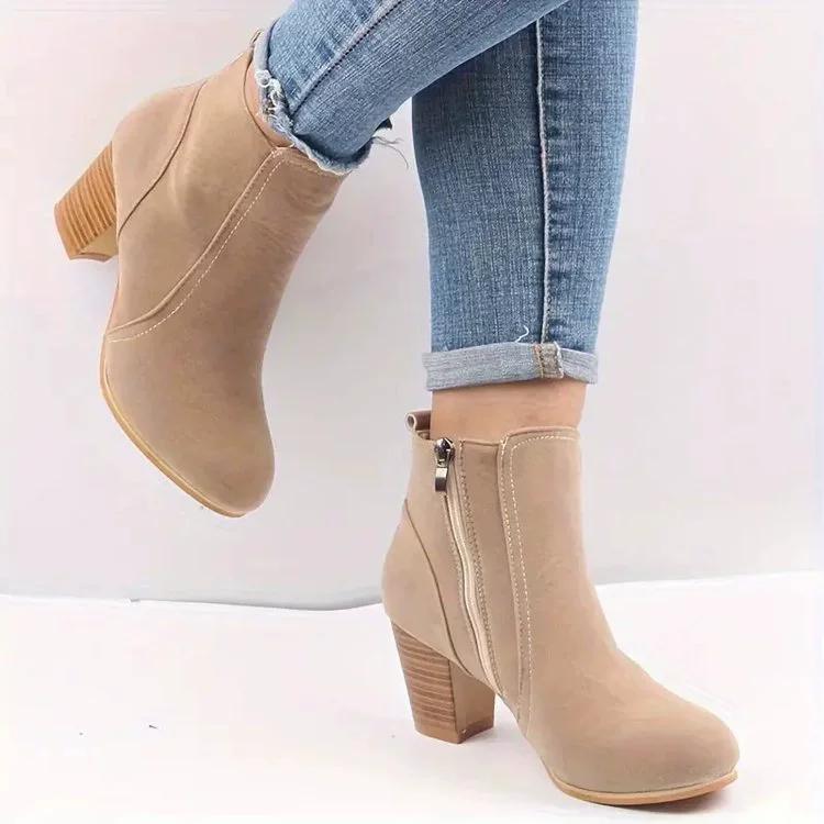 Autumn Winter Women Boots Solid European Ladies Shoes Boots Suede Leather Ankle Boots with Thick Scrub Size 35-41