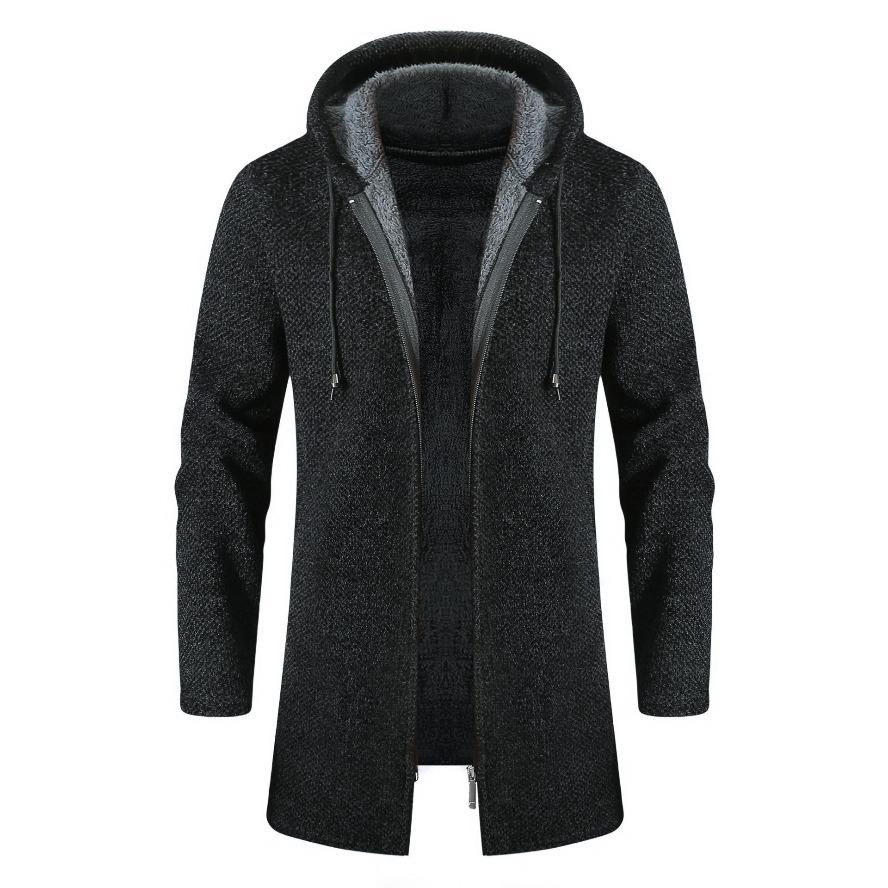 Men's Sweaters Coat Autumn Winter New Warm Zipper Medium Long Velvet  Cardigan Sweaters Man Casual Knitwear Plush Sweatercoat Mens Clothes