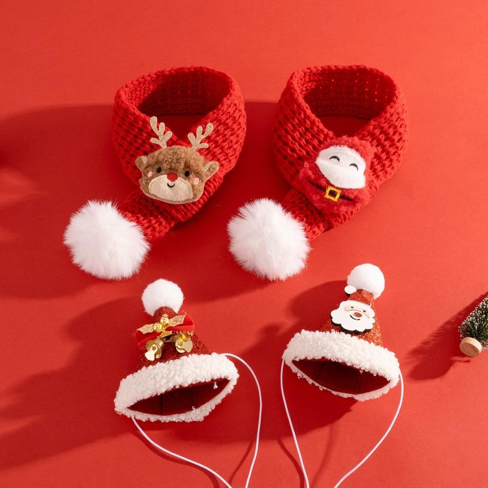 New Christmas Cat Hat Red Autumn Winter Xmas Cat Custom Decorative Cute Cartoon Pets Dress Up Supplies for Dogs