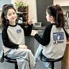 Korean Girls' Striped Cotton Long-Sleeve T-Shirt for Spring/Autumn - Medium & Large Children