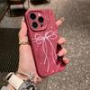 Ins Fan with Bow, Suitable for Apple iPhone16/17Pro Mobile Phone Case 15 Matte 14/13 Fold Pattern