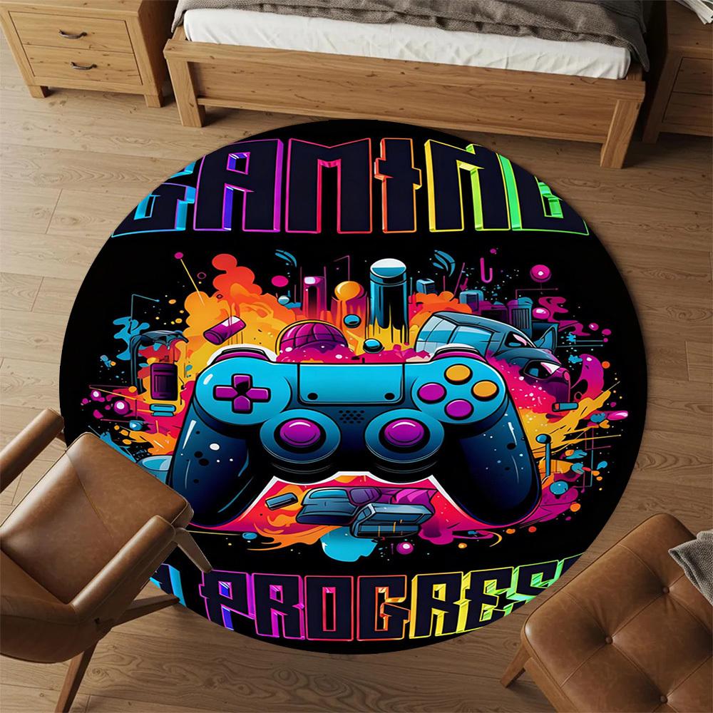 1 Stück Gaming-Fortschritt Runde Stuhlmatte Teppich - Rutschfest, Bodenschutzmatte für Büro, Schlafzimmer und Innenbereich - Geschenk D1127220