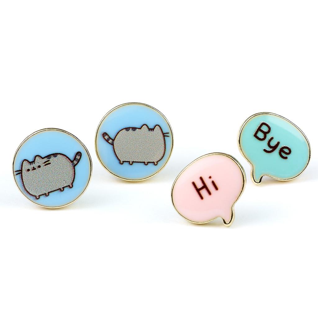 Pusheen the Cat "Hi , Bye" Stud Earrings Set